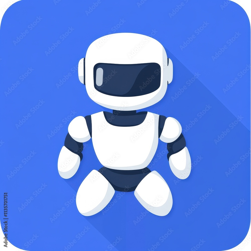 Artificial Intelligence App Icon Featuring White Robot on Blue Background for Modern Technology and Innovation Concepts in Digital Design Artificial Intelligence App Icon Featuring White Robot on Blue Background for Modern Technology and Innovation Concepts in Digital Design