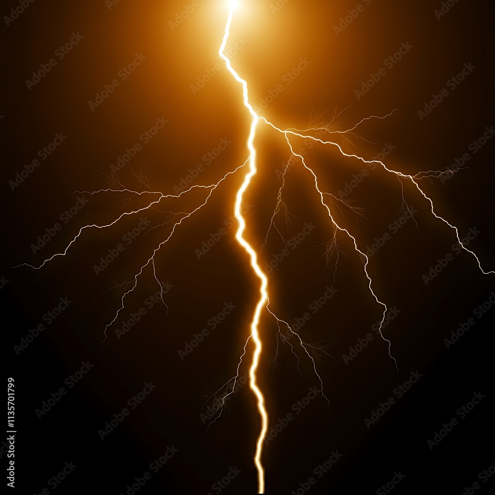 Dramatic Lightning Strike with Fiery Glow Dramatic Lightning Strike with Fiery Glow