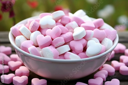 Pink and White Heart-Shaped Candy on Table 