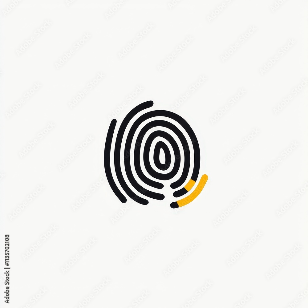 Biometric data symbol black white yellow circle modern design technology innovation security identity verification Biometric data symbol black white yellow circle modern design technology innovation security identity verification