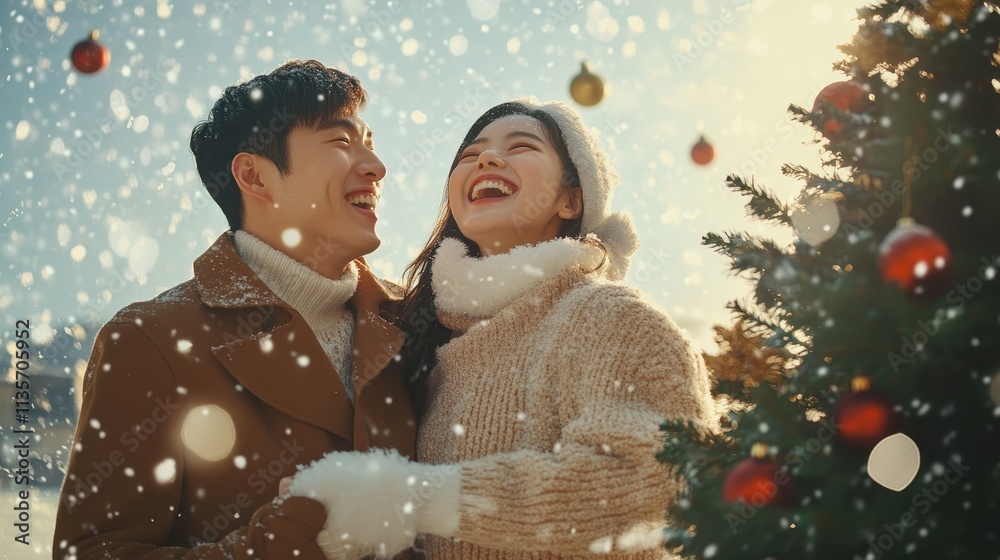 Young couple blowing Snow in winter park with Snow,Winter holidays concept,Young woman winter portrait,winter fairy tale,happy vacation,romantic,winter season,space for text. Young couple blowing Snow in winter park with Snow,Winter holidays concept,Young woman winter portrait,winter fairy tale,happy vacation,romantic,winter season,space for text.