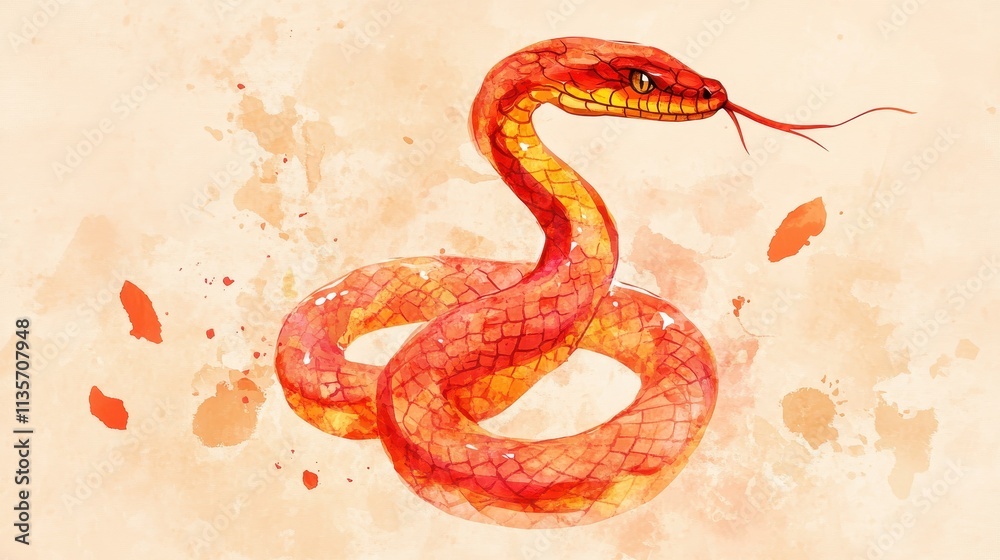 Obraz premium Happy Chinese New Year 2025,Year of the snake zodiac sign,Snake illustration and design,Asian elements gold paper cut style,Lunar new year concept,New Year card 2025.