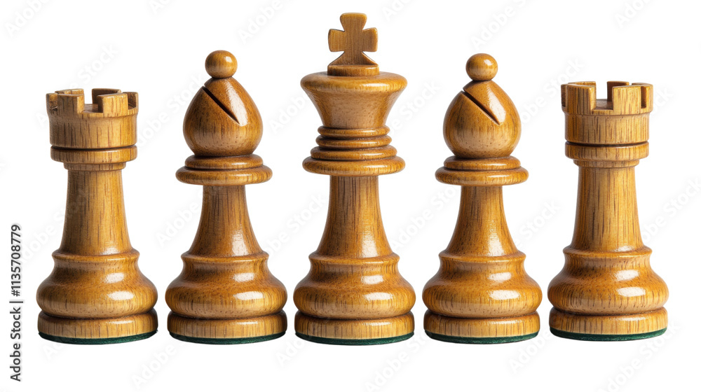 Wooden chess pieces on white background Wooden chess pieces on white background