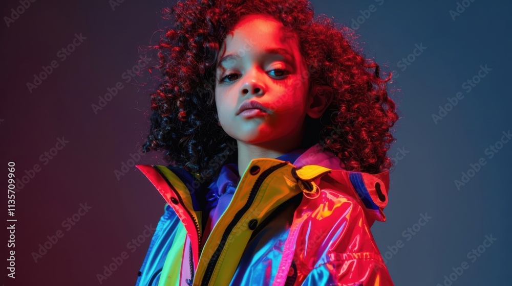 A vibrant portrait of an African American child in a colorful jacket, radiating joy and personality against a simple backdrop. A vibrant portrait of an African American child in a colorful jacket, radiating joy and personality against a simple backdrop.