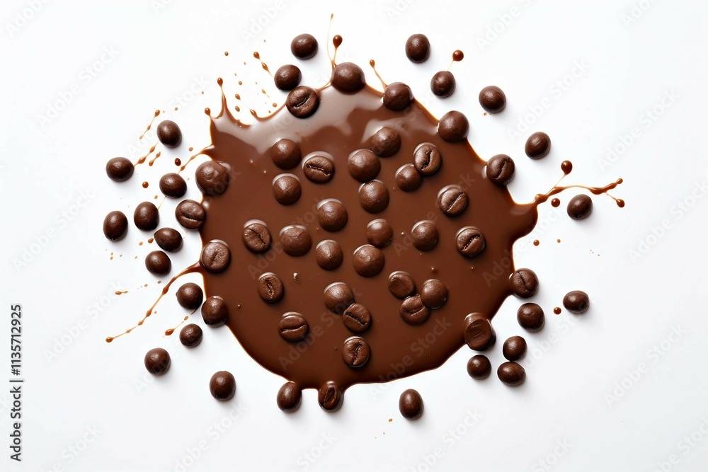 Fototapeta premium Chocolate Topping , Isolated white background, flat la