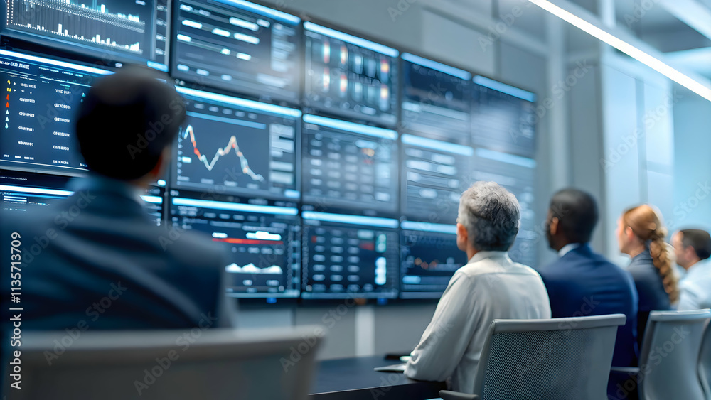 Overwhelmed Professionals in Conference Room Analyzing Complex Data Charts and Graphs for Effective Decision-Making Overwhelmed Professionals in Conference Room Analyzing Complex Data Charts and Graphs for Effective Decision-Making