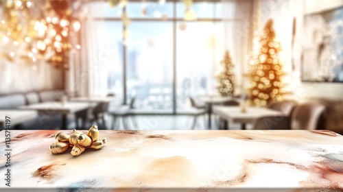 Wallpaper Mural elegant marble counter with luxurious dining room: perfect for adding a touch of holiday glamour to your home décor as a stunning poster! Torontodigital.ca