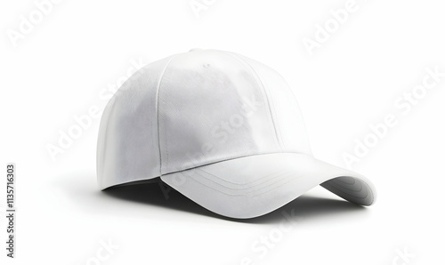 White Baseball Cap on White Background photo