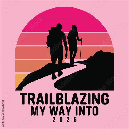Two hikers on a winding path symbolizing the journey into 2025