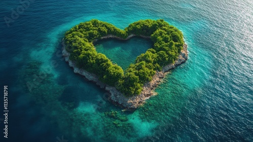 an island in the shape of a heart