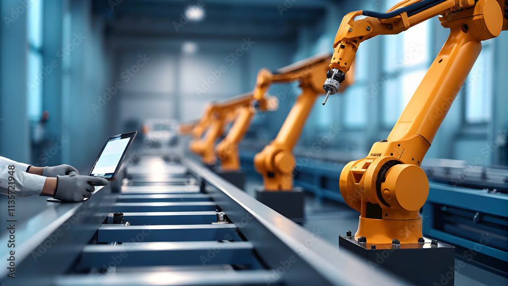 Engineer Designing Automated Quality Control System in Modern Manufacturing Plant for Precision and Quality Assurance