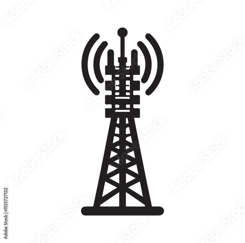 Cell Phone Tower silhouette vector illustration