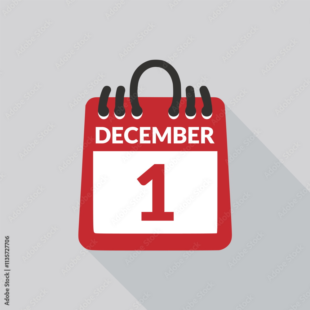 December 1 Calendar icon vector illustration. December 1 Calendar icon vector illustration.