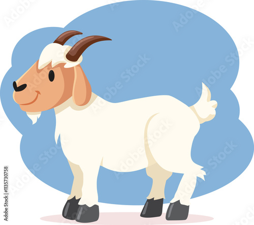Goat Cartoon Animal Vector Illustration Character Mascot. Funny cartoon representation of a domestic animal 
