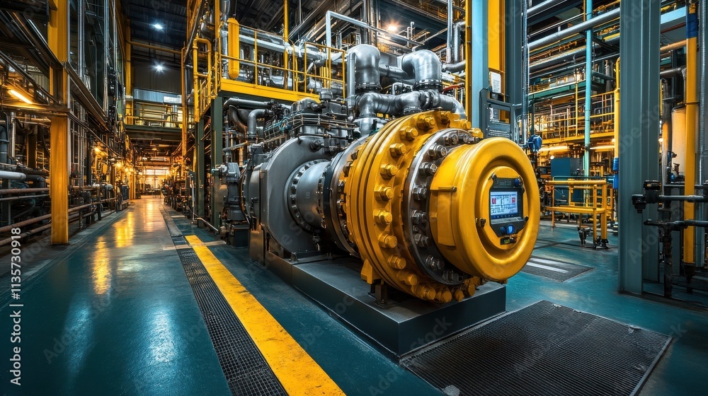 Industrial machinery in a factory setting. Shows the complexity and scale of modern manufacturing processes. Industrial machinery in a factory setting. Shows the complexity and scale of modern manufacturing processes.