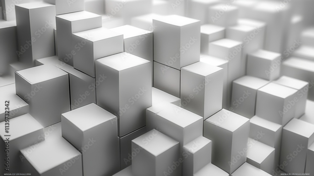 geometric composition with white cubes 3d rende geometric composition with white cubes 3d rende