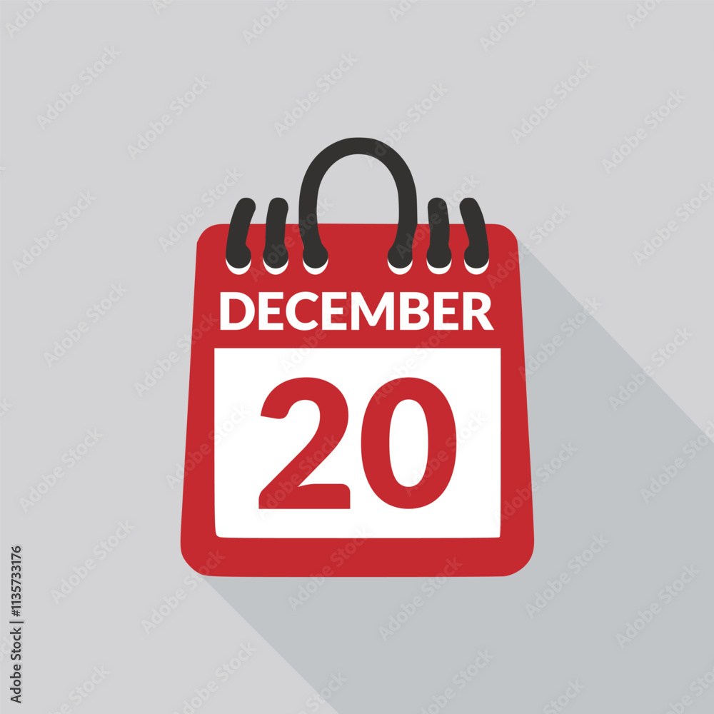 December 20 Calendar icon vector illustration. December 20 Calendar icon vector illustration.