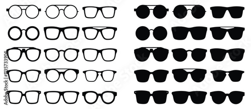 Variety of Eyeglass and Sunglasses Frames in Silhouette