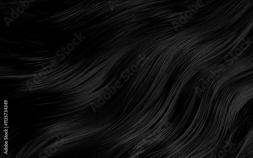 Dark black hair with wave shape, 3d rendering, Generative Ai