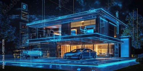 A futuristic rendering of cooling technology integrated into smart homes.