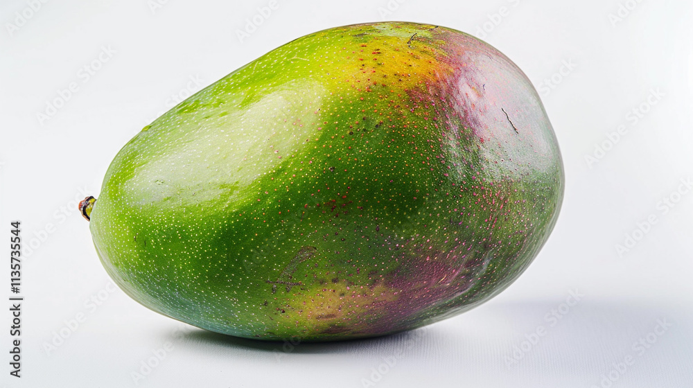 close up of one green mango isolated on white background close up of one green mango isolated on white background
