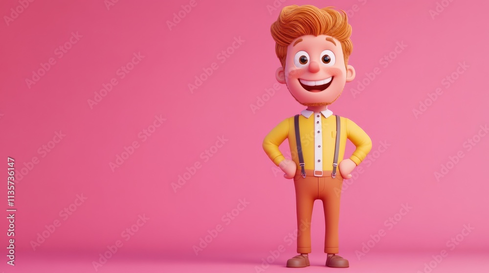 Happy cartoon man in yellow shirt. Happy cartoon man in yellow shirt.