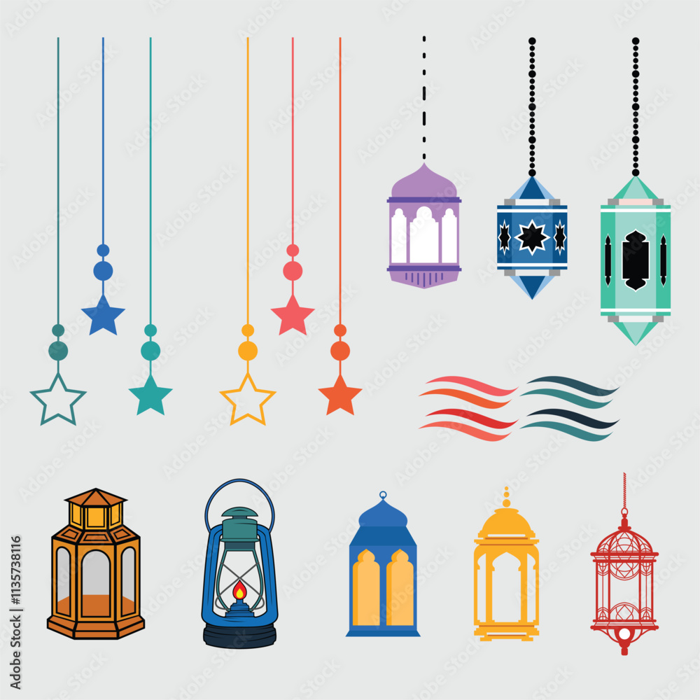 islamic lantern vector