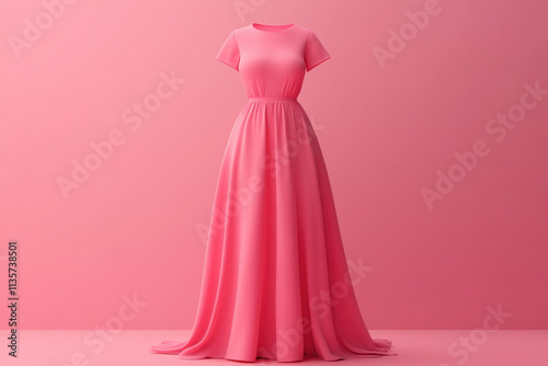 Pink bridesmaid dress against pink background. photo