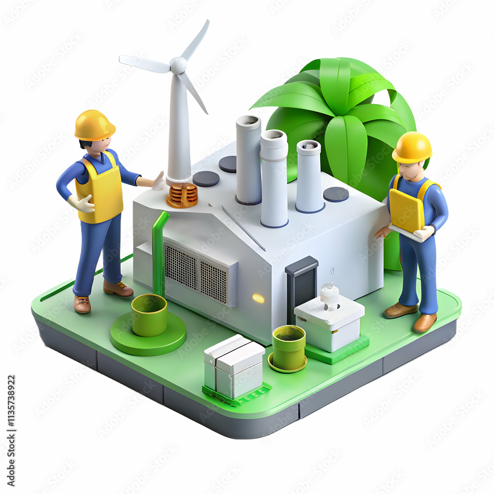 Eco Friendly Manufacturing Team Utilizing Renewable Energy in Production Facility with Copy Space