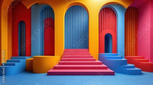 set of colorful compositions 3d rende