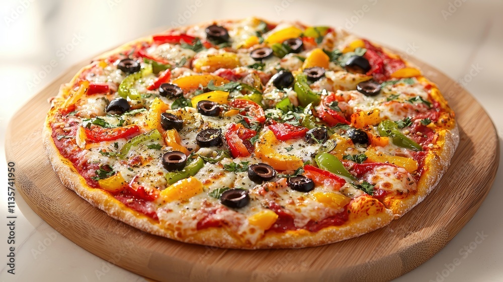 Colorful Veggie Pizza with Bell Peppers