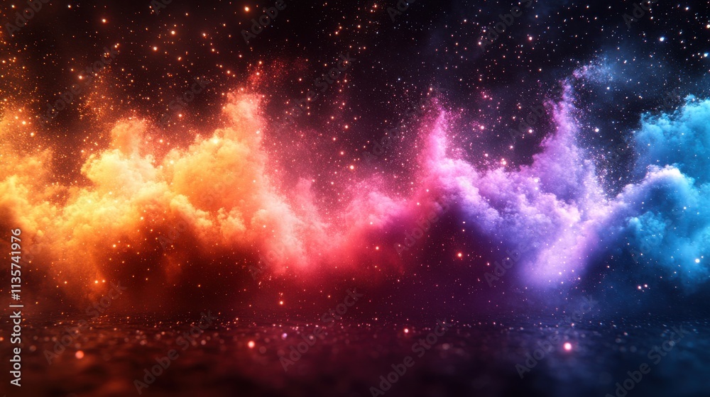 Naklejka premium set of particle clouds in different colors 3d rende