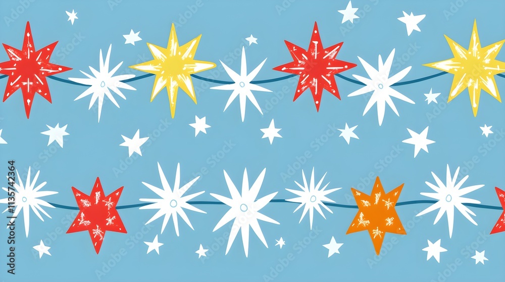 Festive star garland decoration holiday celebrations digital illustration bright background cheerful concept Festive star garland decoration holiday celebrations digital illustration bright background cheerful concept