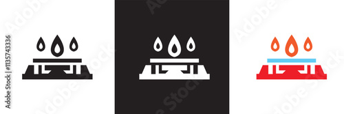 Gas stove icon. Vector illustration. isolated on white and black background. EPS 10