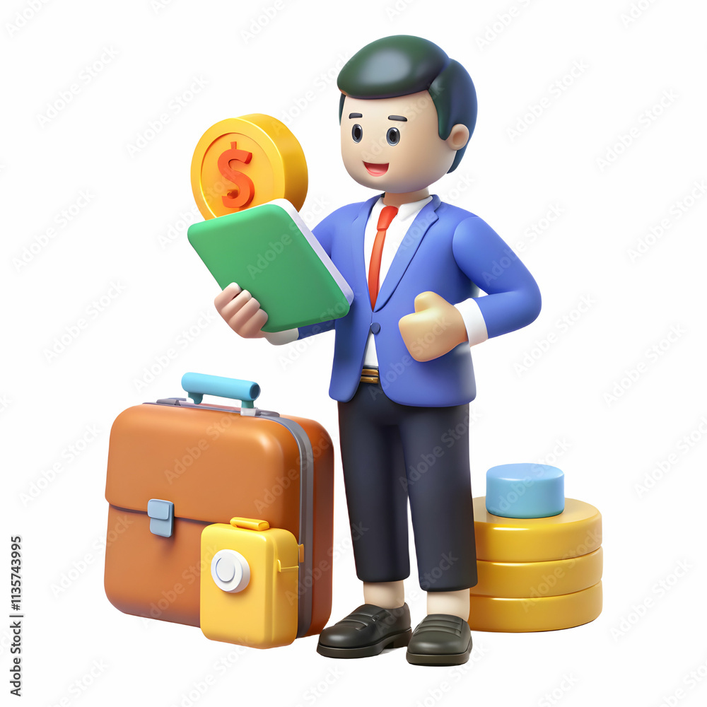 Obraz premium Travel Finance Manager Budgeting Trip Expenses Financial Documents Desk Plain Background