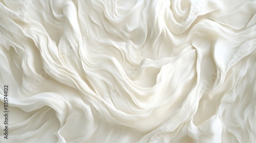 Flowing white silk fabric with soft ripples