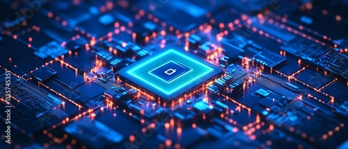 Blue micro scheme of Endpoint Security in cybersecurity, representing complex network connections, encryption, and protection protocols safeguarding digital systems from threats photo
