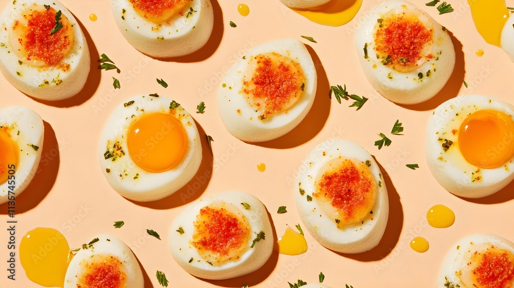 Delicious deviled eggs recipe kitchen food photography bright setting top view culinary art
