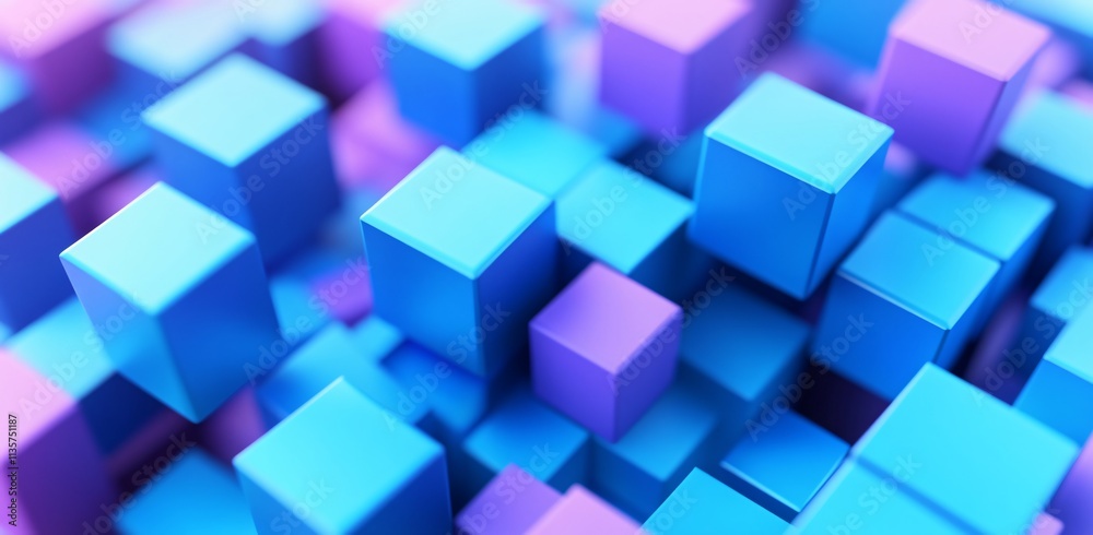 Abstract 3D Cubes Background Blue Purple Geometric Shapes Abstract 3D Cubes Background Blue Purple Geometric Shapes