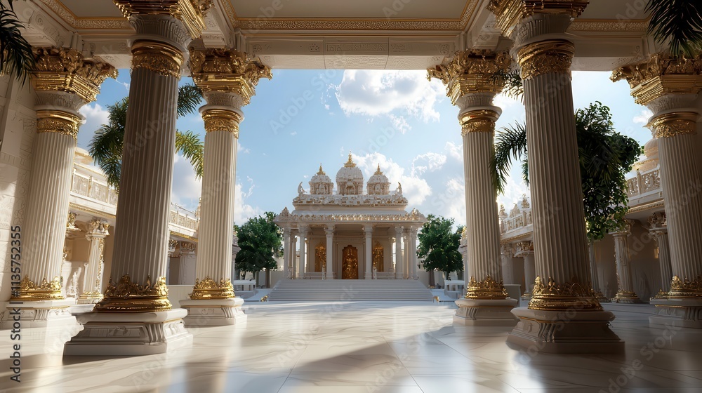 Fototapeta premium A grand temple or palace with intricate architectural details.