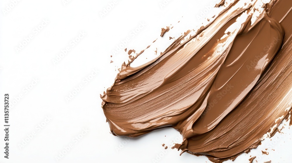 Chocolate coffee Mocha Mousse colored paint stroke on the white wall