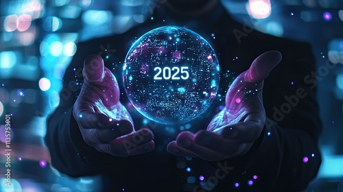 Wallpaper Mural The 2025 New Year business goals concept. Businessman analyzes graph of trend market growth in 2025 and plans business growth and profit increases. Digital technology and business concept.Ai   Torontodigital.ca