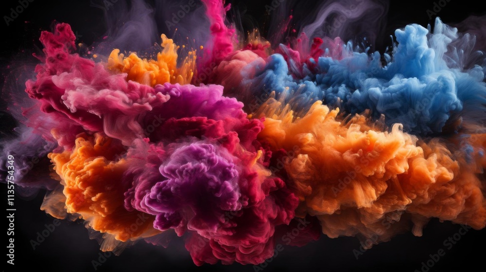 A colorful explosion of smoke and fire A colorful explosion of smoke and fire