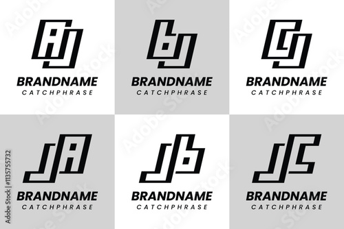 Letters JA AJ JB BJ JC CJ Monogram Logo Set, suitable for any business