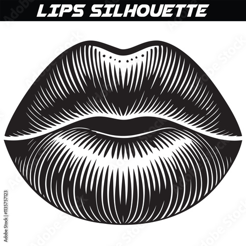 Lips silhouette isolated on white background