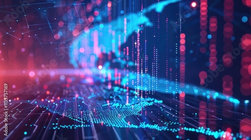 Abstract digital map of America, concept of American global network and connectivity, data transfer and cyber technology, information exchange and telecommunication