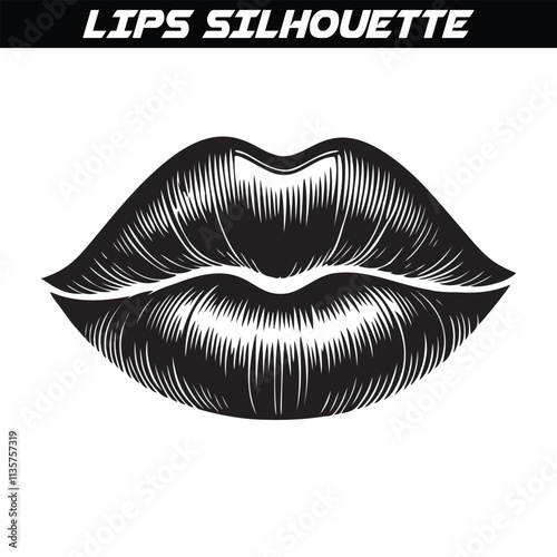 Lips silhouette isolated on white background