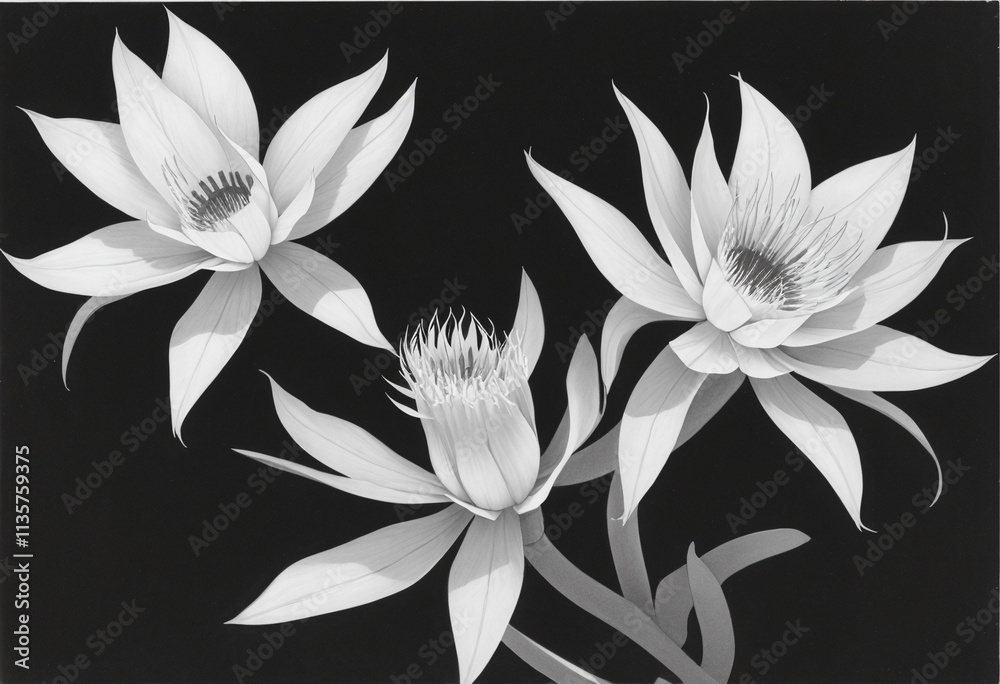 Obraz premium Drawing of night blooming cereus