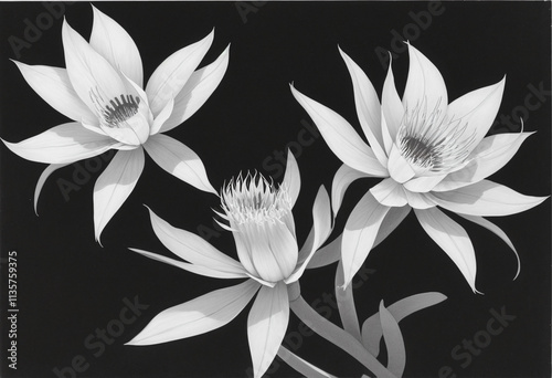 Drawing of night blooming cereus photo