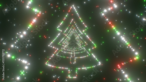 Sparkly Christmas Tree Glow Holiday Seasonal Green Red White Tunnel - Abstract Background Texture